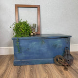 Vintage Wood Storage Trunk Chest – Chalk Paint Rustic Reclaimed w/ Iron Handles