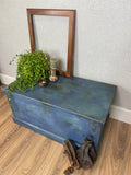 Vintage Wood Storage Trunk Chest – Chalk Paint Rustic Reclaimed w/ Iron Handles