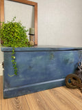 Vintage Wood Storage Trunk Chest – Chalk Paint Rustic Reclaimed w/ Iron Handles