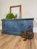 Vintage Wood Storage Trunk Chest – Chalk Paint Rustic Reclaimed w/ Iron Handles