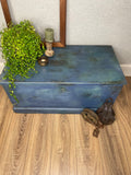 Vintage Wood Storage Trunk Chest – Chalk Paint Rustic Reclaimed w/ Iron Handles