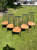 Set of five Ercol Goldsmith Dining Chairs in Ash with a touch of gold