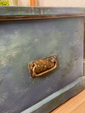 Vintage Wood Storage Trunk Chest – Chalk Paint Rustic Reclaimed w/ Iron Handles