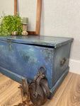 Vintage Wood Storage Trunk Chest – Chalk Paint Rustic Reclaimed w/ Iron Handles