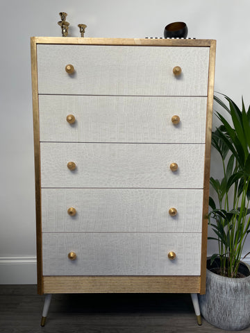 Upcycled Vintage Tallboy | Decoupaged Chest of Drawers | Handpainted Bedroom Furniture